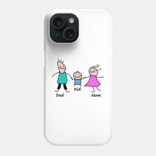 Happy family stick figures Phone Case