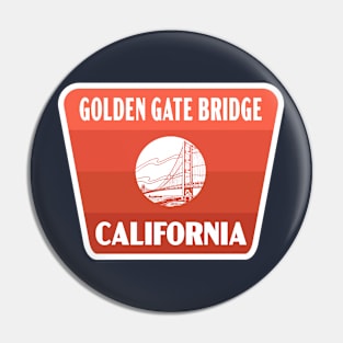 Golden Gate Bridge California Retro Badge (Red) Pin