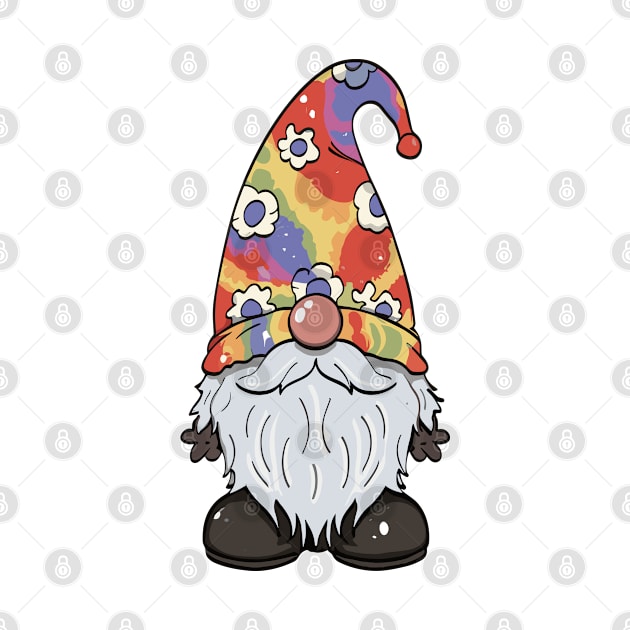 Tranquility with a Lighthearted Retro Hippie Tie Dye Gnome by merchlovers