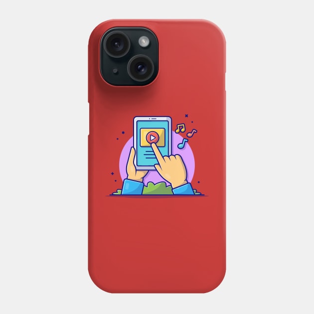 Hand Play Music Video On Tablet Cartoon Vector Icon Illustration Phone Case by Catalyst Labs