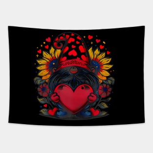 Happy Valentines Day Gnome With Leopard Sunflower Valentine Tapestry