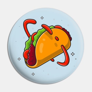 Taco Planet Cartoon Illustration Pin