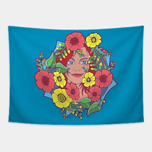 Emblematic Flower Woman Tapestry