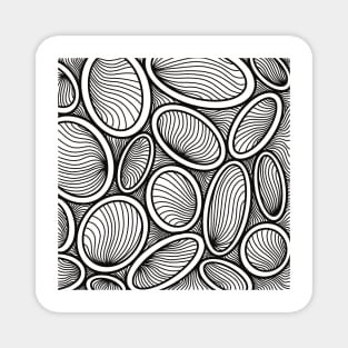 Zentangle Circles, Black and White Digital Illustration Magnet