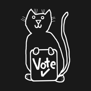 White Line Politics Cute Cat says Vote T-Shirt