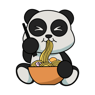 Anime Kawaii Ramen Eating Panda Bear Japanese Noodles T-Shirt