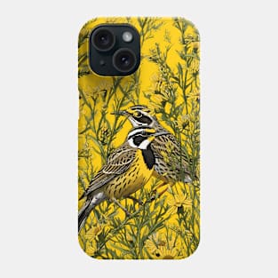Cartoon Of A Western Meadowlark Surrounded By Goldenrod Flowers 12 Phone Case