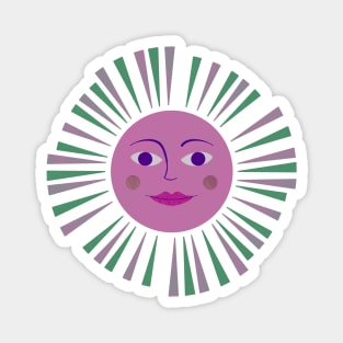 Sun with a face pink Magnet