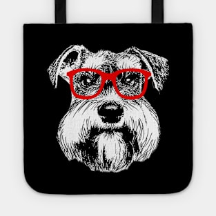 Cute Schnauzer Nerd Red Glasses Tote