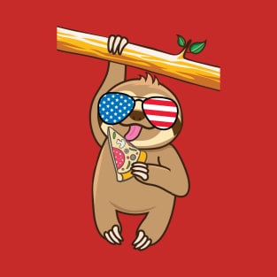 Cute Sloth Pizza USA T-Shirt