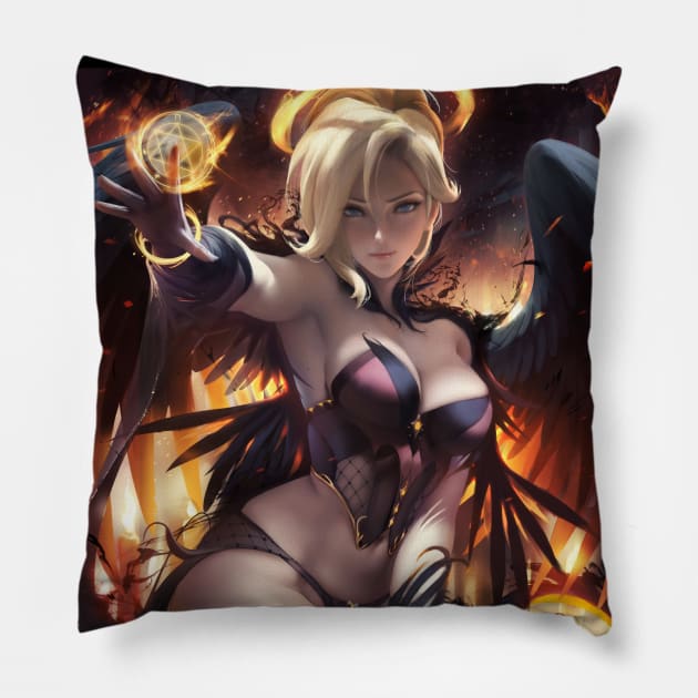 Halloween Angel Mercy Pillow by Sakimi Chan Art