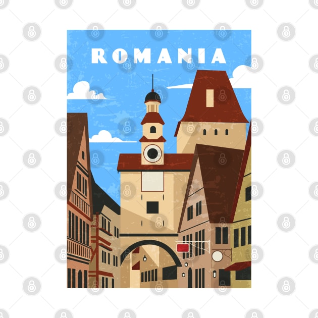 Romania. Retro travel minimalist poster by GreekTavern