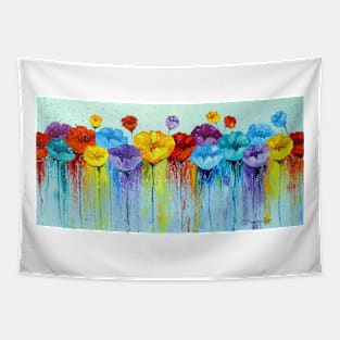 Abstract colorful poppies Tapestry