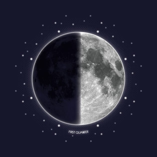 First Quarter/ Half Moon - Moon Phases by meownarchy