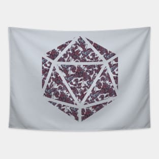 Dark Vampire Blue and Red Gradient Rose Vintage Pattern Silhouette D20 - Subtle Dungeons and Dragons Design Tapestry