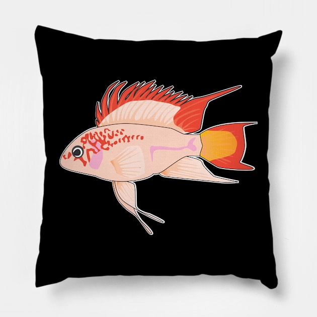 Apistogramma sp.  viejita 'Gold' (Dwarf Cichlid) Pillow by TagFlip