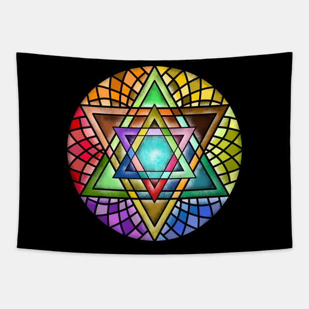 Rainbow Star of David Stained Glass Art Tapestry by Mey Designs