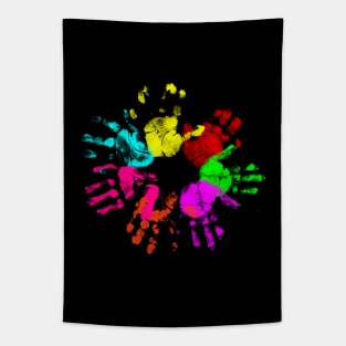 colorful Hand Prints Tapestry