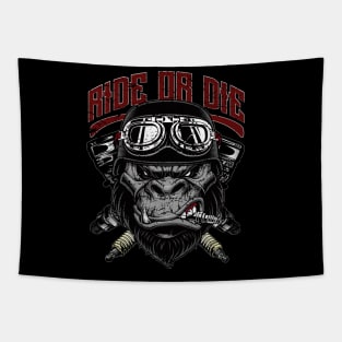 Ride or Die Biker Gorilla Tapestry