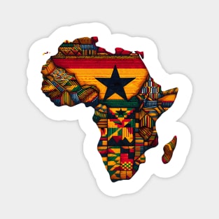 African Map Kente Pattern Ghana Flag Magnet