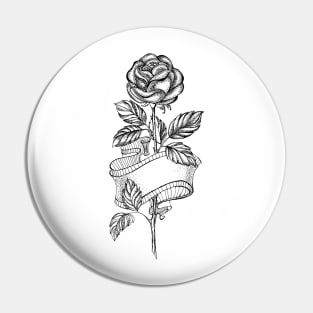 Rose Sketch with Ribbon Pin