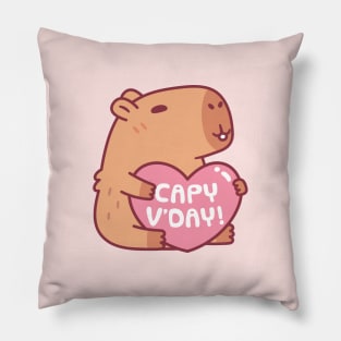 Cute Capybara Capy Vday Valentines Day Pun Pillow