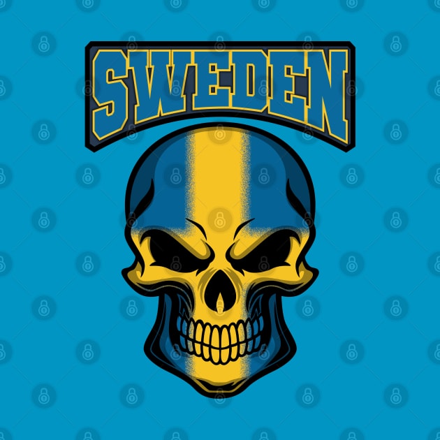 SWEDEN FLAG IN A SKULL EMBLEM by VERXION