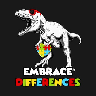 Embrace Differences Dinosaur Autism Awareness T-Shirt