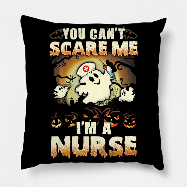 Funny You Cant Scare Me Im A Nurse Halloween Pillow by Antoniusvermeu