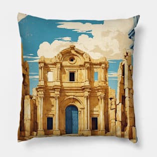 Ruinas de San Ignacio Argentina Vintage Tourism Poster Pillow