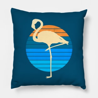 80s Flamingo Sunset Graphic Pillow