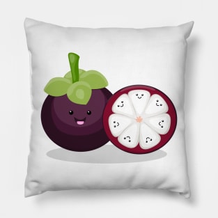 Cute purple mangosteen kawaii cartoon Pillow