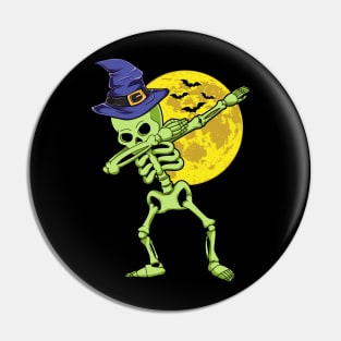 Dabbing Skeleton Witch Hat Halloween Costume Pin