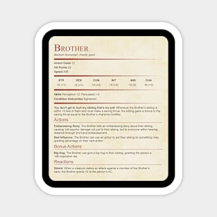 D&D Brother Stat Block Magnet