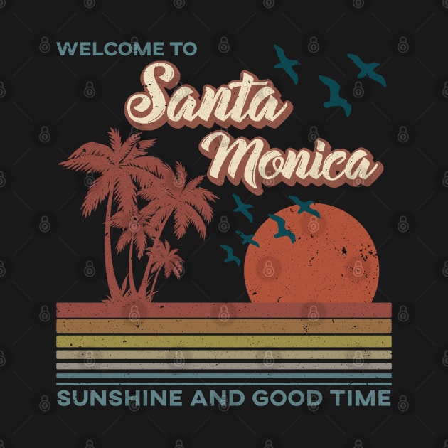 Santa Monica Beach - Santa Monica Beach Retro Sunset by Mondolikaview