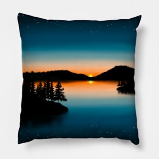 Lake at sunset Pillow