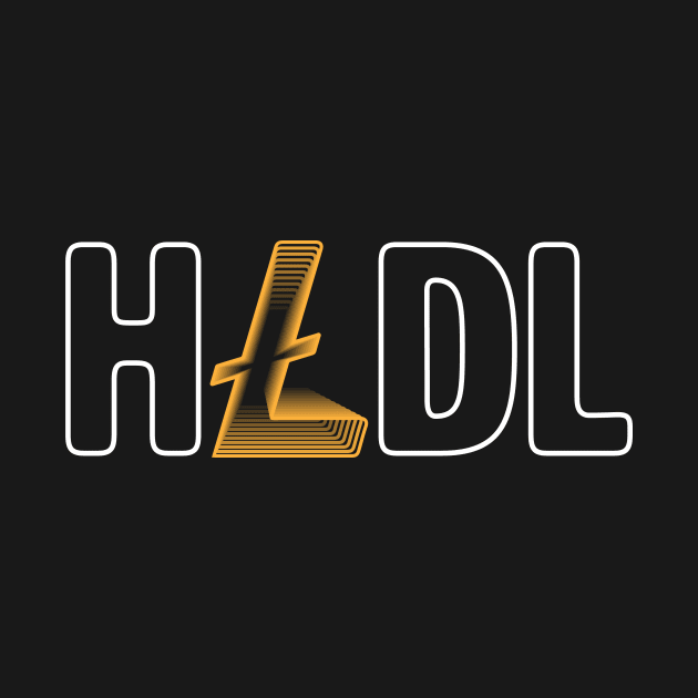 Hodl Litecoin gold modern typography art gift by star trek fanart and more