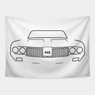 Oldsmobile Cutlass 442 classic car outline graphic (black) Tapestry