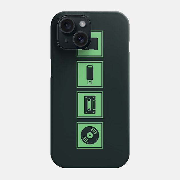 Music Player Formats Green Phone Case by Atomic Malibu