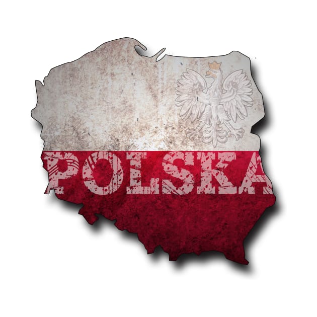 Poland Outline in Grunge Style Polska Eagle by printjobz