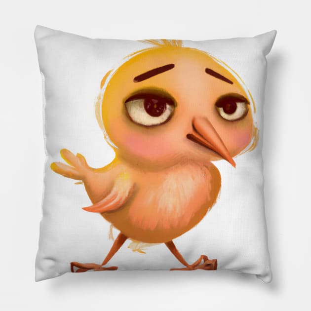 Cute Bird Drawing Pillow by Play Zoo