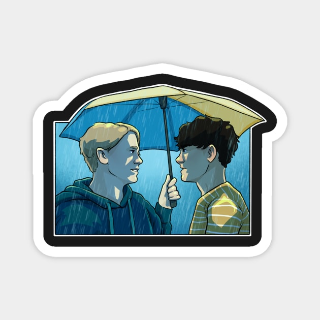 Nick and Charlie - heartstopper drawing - rain Magnet by daddymactinus