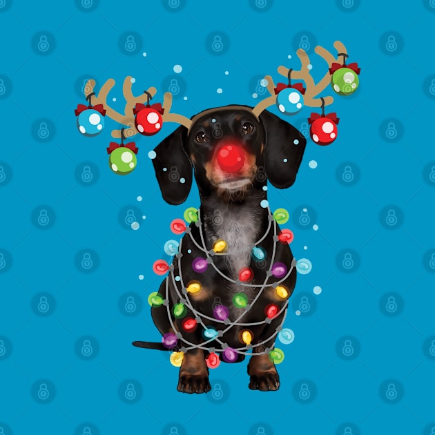 Christmas Cute Xmas Dachshund Wiener, Dog Gift by Art Like Wow Designs