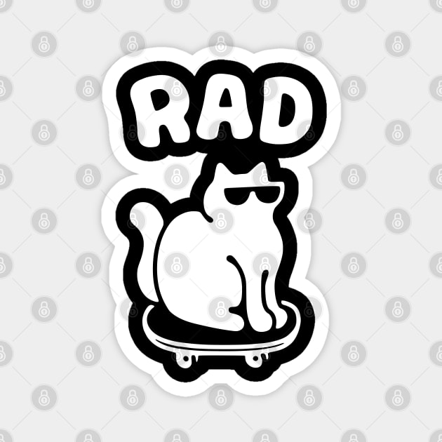 RAD CAT ON A SKATEBOARD Magnet by obinsun