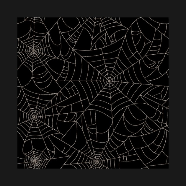 Spiderwebs - ecru on black by SugarPineDesign