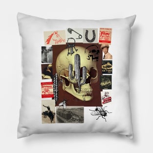 SKULL WESTERN COLLAGE Pillow