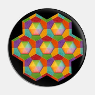 Rainbow Geometric Hexagons Pin