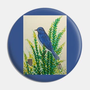 Nevada state bird and flower, the mountain bluebird and sagebrush Pin