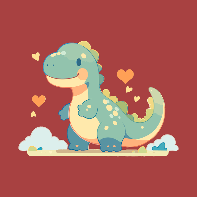 Cute Baby Dino Kawaii Hearts T Rex by Kawaii Kingdom