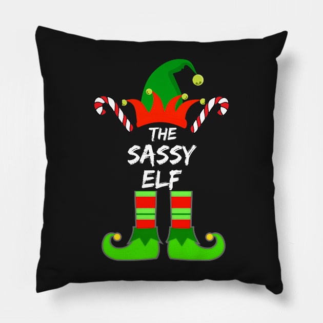 Sassy Elf Matching Family Group Christmas Party Pajama - Gift For Boys, Girls, Dad, Mom, Friend, Christmas Pajama Lovers - Christmas Pajama Lover Funny Pillow by Famgift